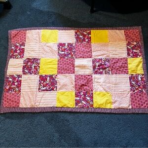 Handmade baby/lap quilted blanket-pink/purple/yellow